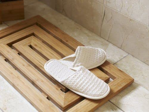 EZ Pack - 100% Luxury Natural Bamboo Duckboard Sink Shower Bath Mat Board Anti Slip For Shower Spa Sauna Maze Design 58 x 35cm