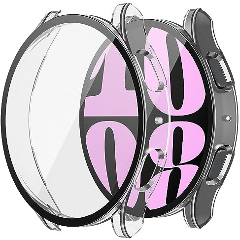 Misxi 2 Pièces PC Coque Compatible avec Samsung Galaxy Watch 6 40mm, Sensibilité élevée Case Protection d'écran pour Galaxy Watch 6, Transparente