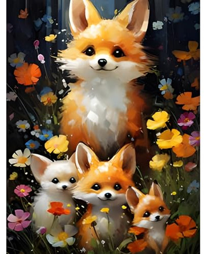 NAIMOER Fuchs Diamond Painting Erwachsene, Tiere Diamant Painting Bilder, Diamond Painting Set Erwachsene Fuchs Diamond Painting Kinder 5D Diamant Malerei für Home Wand Décor(30x40cm)