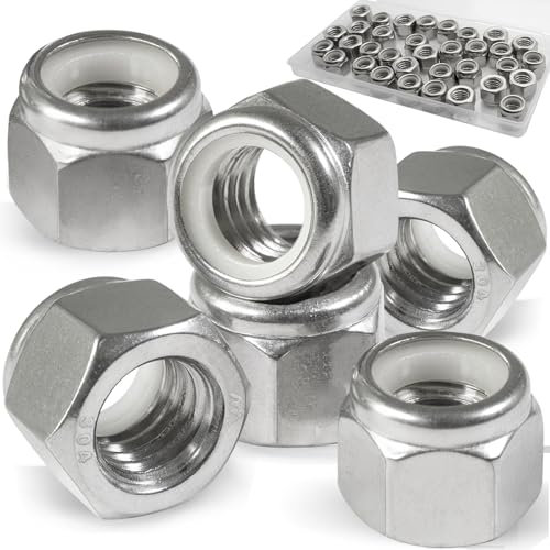 Vifmy 35 Pack 3/8-16 Inch Locknuts,304 (A2-70) Stainless Steel Nylon Insert Lock Nuts,Standard Inch Thread Nylock Nuts for Bolts
