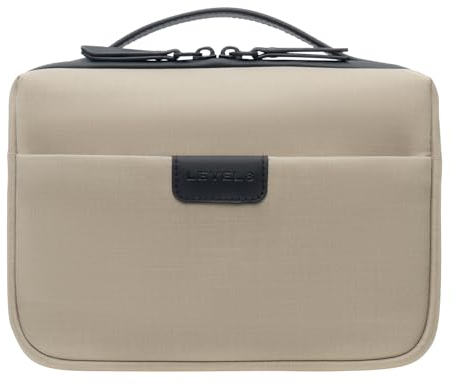 LEVEL8 Reise Kulturbeutel zum Aufhängen Kulturtasche Damen Herren Kinder, Hängender Reisezubehör Kompakte Tragbare Kosmetiktasche, Groß Badezimmer-Aufbewahrungstasche, Braun,S