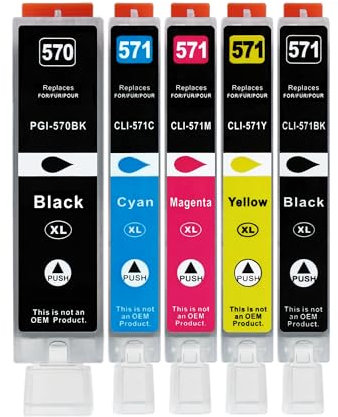 5 XL Druckerpatronen kompatibel zu PGI-570 / CLI-571 für Canon PIXMA MG5750 MG5751 MG5752 MG5753 MG6850 MG6853 MG7750 MG7753 TS5050 TS5053 TS5055 TS6050 TS6052 TS8050 TS8053 TS9050 TS9055