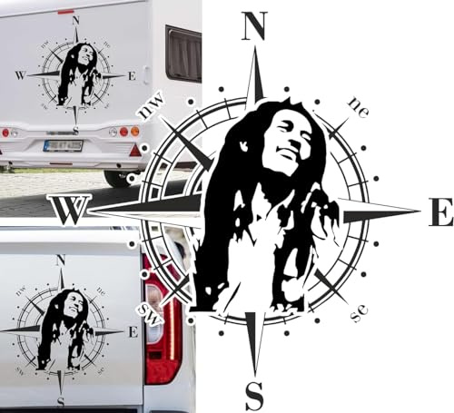 Kompass Reggae Bob Kopf Umriss Jamaika Love Grass Reggaemusic One Aufkleber freie Größe&Farbe Auto Camper Wohnmobil Caravan Autoaufkleber Wohnwagen Sticker Kompassrose