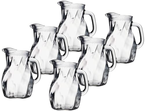 Glas Krug Twist 1,0L geeicht - 6 Stück Glaskrug Weinkrug Wasserkrug Saftkrug Milchkrug