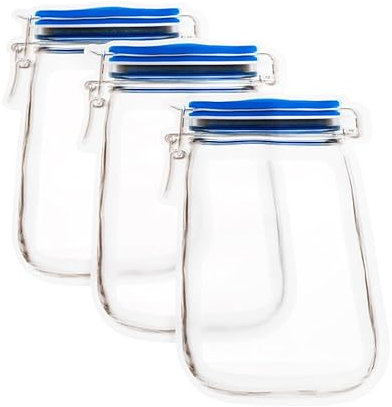 EliteKoopers 20Pcs Blue Reusable Airtight Leakproof Storage Food Seal Bags Mason Jar Zip Lock Bags For Travel Camping Picnic etc.