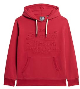 Superdry Herren Hoodie mit geprägter Grafik Granatrot M