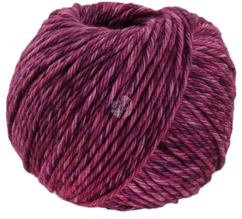LANA GROSSA Vintage Chunky | Merinoklassiker mit Ton in Ton Farbeffekt | Handstrickgarn aus 100% Schurwolle (Merino) | 50g Wolle zum Stricken & Häkeln | 80m Garn FB 9 Weinrot/Blauviolett