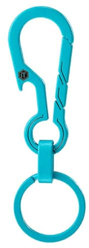 KeyUnity KM01 Titanium EDC Keychain Clip with Bottle Opener, Quick Release Carabiner Key Ring Holder for Men & Women (Turquoise)
