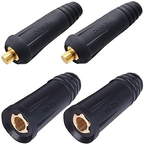 EATBALE Welding Cable Joint Quick Connector Pair DINSE-Style 100Amp-200Amp DKJ10-25 DKZ10-25 SQ-MM (#6-#4) Male-Femal for Welder Machine Accessories 2 Set