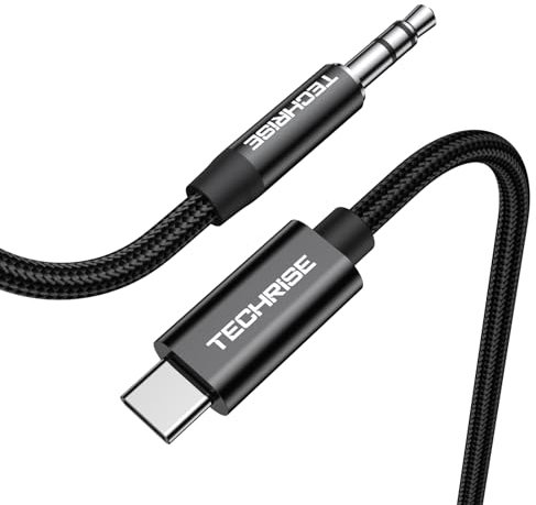 TechRise Aux to USB C, Type C to 3.5mm Audio Jack Cable, Audio Adapter Auxiliary Cord, Audio Cable for Headphones,Car,IPhone 16 Pro Max/15 Pro Max Plus, Galaxy S25 UltraS24 S23, IPad Pro, Pixel(1m)