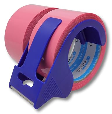 gws Verpackungs-Set mit robustem Büro/-Home Abroller und 2 Rollen Pink 66m x 50mm zum Verpacken von Paketen - Hohe Klebekraft - Einfache Bedienung - Profi-Qualität