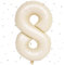 Beige Luftballon 8,Zahlen Luftballon Beige,40 Zoll Weiß Creme Folienballon 8，101cm Sandweiß Zahlenballon 8 Helium Ballon Luftballon 8 Geburtstag für 8 Jahre Geburtstagsdeko Kinder Mädchen Junge