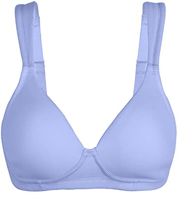 Prime Big Day Deals Comfort Bras for Women UK Color Solid Plus-Size Full Underwire Women's Cup Underwear Bra Comfortable Non Wire Bras Breathable Cotton Bras for Women Non Wired Blue