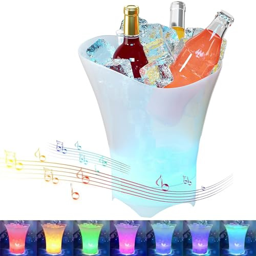 Tefexer LED-Eiskübel mit Bluetooth-Lautsprecher, 5 l, große Kapazität, Wein-Eiskübel, Getränkebehälter für Party, Zuhause, Bar