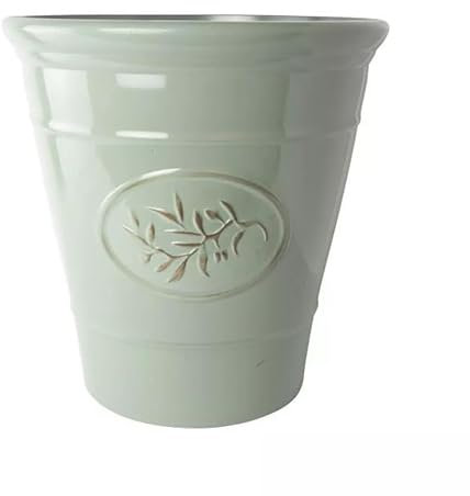 Plastic Classic Olive Planters, Saucers, Trough and Wall Plant Pot Long Lasting Flower Garden Indoor Outdoor Planter Cover Weather, Frost Proof (40cm Planter Round)