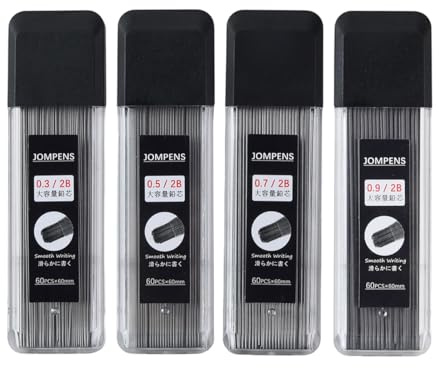 Ersatzminen für Druckbleistifte, 240 Stück, 0,3, 0,5, 0,7, 0,9 mm, Druckbleistift-Nachfüllungen, 60 Stück pro Tube, 4 Röhren, für Kunstschreiben, Zeichnen, Skizzieren (Mix-Set)