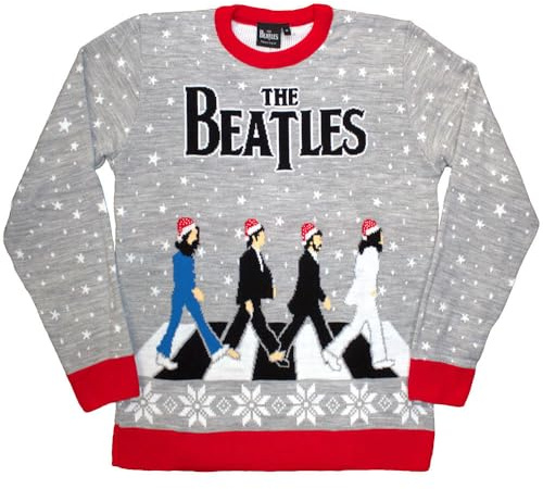 The Beatles Unisex Adult Drop T Abbey Road Christmas Sweatshirt (M) (Grey)