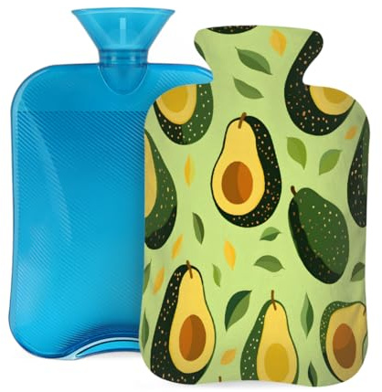 Entemne Wärmflasche, Avocado-Grün, 2 l, Wärmbeutel mit Bezug, wiederverwendbare Therapie-Tasche zur Schmerzlinderung, Menstruationskrämpfe, Muskelkater, Winterwärme, Geschenk