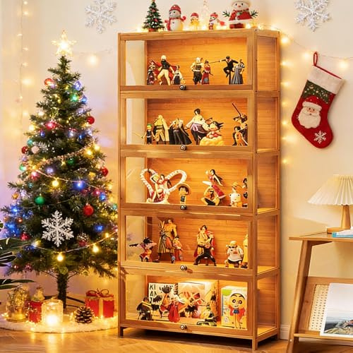 Scribora Vitrine avec Porte en Verre Acrylique, vitrine Curio à 8 Niveaux, pour Objets de Collection, bibliothèque pour Chambre à Coucher, Coin Lecture, Chambre de Tout-Petit.