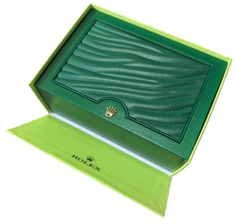 ROUREOX Leder Uhrenbox Geschenk Grün Holzstruktur Gehäuse Einzelne Aufbewahrung Organizer Geburtstagspräsentation für Rolex GMT-Master II