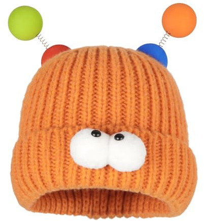 Meliyya Unisex Beanie Mütze Cartoon Lustige Wollmütze Monster Stricktmütze Wintermütze Weich Elastisch Einheitsgröße