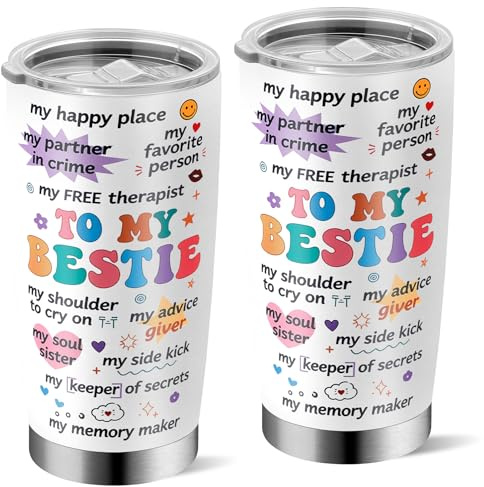 Yuecda Bestie Gifts for Women, Best Friend Birthday Gifts for Women, to My Bestie 20oz Insulated Tumbler, Friendship Best Friend Birthday Valentines Day Gift for Bestfriend Woman Sister