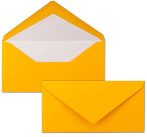 75 x DIN Lang Briefumschläge - Orange mit weißem Seidenfutter - 11x22 cm - 80 g/m² - ideal für Einladungen, Weihnachtskarten, Glückwunschkarten aus der Serie Farbenfroh