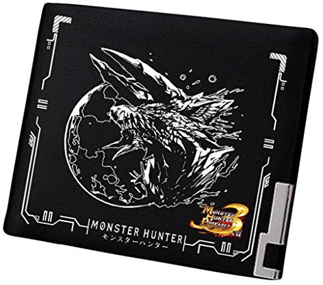 WANHONGYUE Monster Hunter MH Jeu Portefeuille Mince Homme Cuir Synthétique Porte Carte Crédit Poche à Monnaie Noir /9