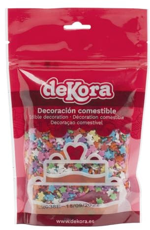 dekora - Confetti de Sucre en Petites Étoiles Colorées - Ajoutez une Touche Amusante et Colorée à vos Gâteaux, Cakes et Cupcakes