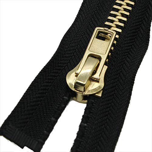 Leekayer #10 30 Inch Metal Zipper Brass Separating Jacket Zipper Heavy Duty Metal Zippers for Jackets Sewing Coats Crafts (30 Brass)