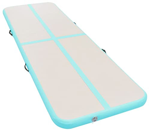 vidaXL Gymnastikmatte mit Luftpumpe Turnmatte Tumbling Matte Tranningsmatte Fitnessmatte Zuhause Outdoor Yoga 8 m PVC Grün Aufblasbar Tragbar