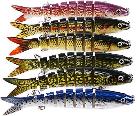 CHSEEO 1PC Multi-jointed Fishing Lure Hard Bait Fishing Hooks Multi-segments Swimbaits Artificial Lures for Bass Walleye Yellow Perch Pike Roach Trout Muskie (Random Colour) #3