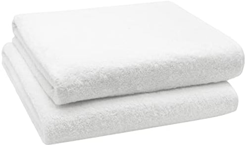 ZOLLNER 2er Set Badetücher - weiche und saugstarke Duschtücher - waschbar bis 95°C - Baumwolle - 100x150 cm in weiß