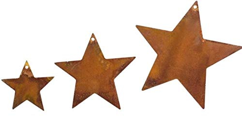 Rostalgie 3tlg. Sterne zum Hängen Edelrost 8/6/4cm Garten Dekoration Weihnachten