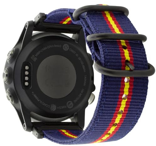ESTUYOYA - Correa de nylon Compatible con Garmin Fenix 7X Pro/7X/6X Pro/6X/5X/5X Plus/Instinct 2X Solar/Epix Pro (Gen 2)/Enduro 2/D2 Delta PX, Bandera de España Quickfit 26mm azul Otan