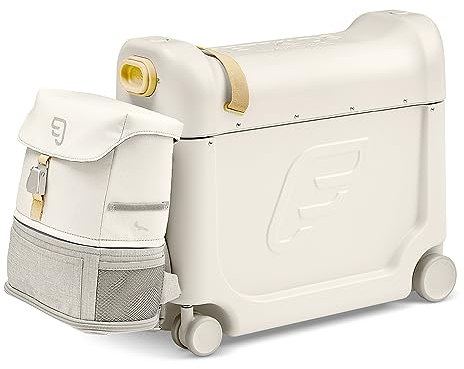 Stokke JetKids Coffret de Voyage, Blanc - Comprend Un lit-Valise à roulettes pour Enfant + Sac à Dos Crew Backpack léger, Extensible - Les Essentiels de Voyage pour Enfant - Idéal pour Les 3-7 Ans