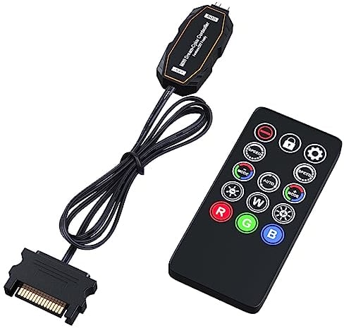 MIWATT DS Mini ARGB PC Lüfter Controller Set mit Fernbedienung für Rainbow Gehäuselüfter, PC Rainbow LED Streifen (5 V, 3 PIN, SATA Stromversorgung)