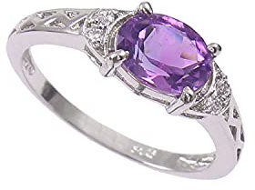 925 Sterling Silber Ring | AAA Qualität Natur Amethyst Facettiert Oval Edelstein Ring Für Frauen | Amethyst ring, Verlobungs ring, Februar Birthstone Ring, Astrologischer Ring | Ringgröße16.5 (D-19)