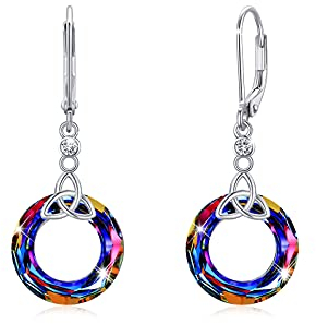 Keltische Ohrringe Silber 925 Kristall Creolen Ohrringe für Mädchen Keltische Ohrhänger Keltischer Schmuck Weihnachts Geschenke für Damen Mutter Tochter Großmutter Freundin Freunde