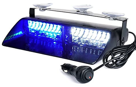 16 LED Strobe Light, Riloer 12V Lampeggiante Polizia di Emergenza Avvertimento Flash Lampada a Ventosa per Rimorchi per Camion