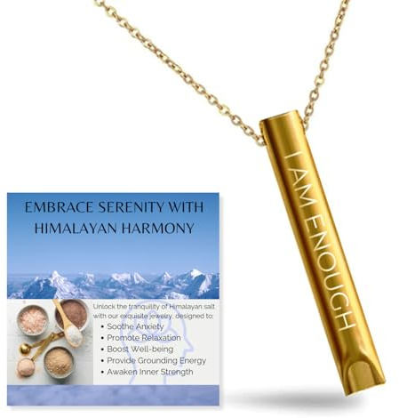 Halukakah ZenAtmende Halskette mit 18k Echtgold/Platin Plattiert Kette:Meditation & Angstlinderungstool zur Entspannung,Stressreduktion,Atemübungen,Luxuriöses Himalaya-Salz Enthalten,für Damen&Herren