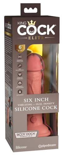 King Cock 6 Vibrating Silicone Dual Density Cock, Light, 6 Zoll