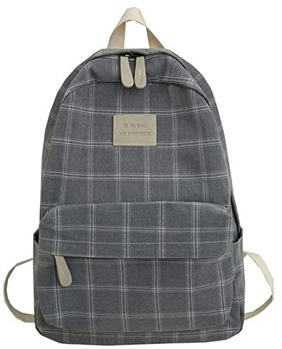 Bontannd Graue Plaid Rucksack Weibliche Junior High School Student Einstellbar Rucksack Einfache Schultasche