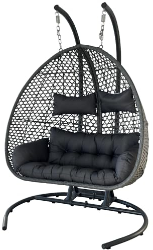 Myself Ovetto Twin Gartenschaukel 2-Sitzer aus Stahl, schwarz, modern