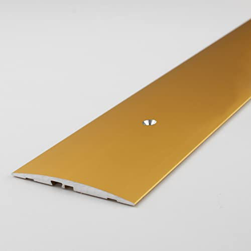 PROVISTON | Barre de seuil | Alu anodisé | Couleur or | Largeur 60 mm | Hauteur 4 mm | Longueur 1000 mm | À visser latéral côté latéral | Barre de seuil rattrapage | 1 pièce