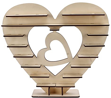 Cyrank Schokoladenständer aus Holz, Schokoladenständer in Herzform, Holz, Süßigkeiten, Snacks, Ständer, Regal für Hochzeit, Geburtstag, Party, 44 x 39 cm