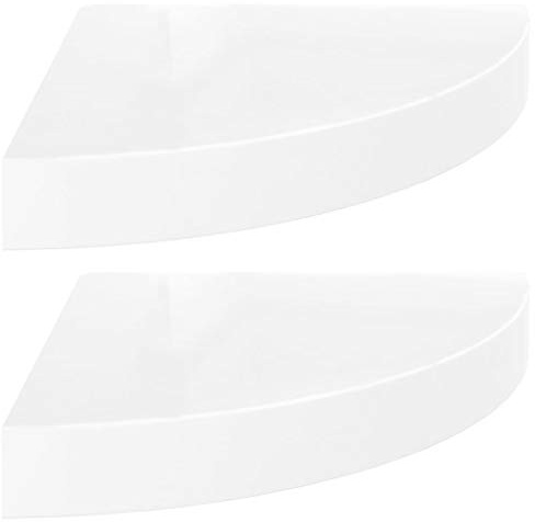 vidaXL Eck-Schweberegale 2 Stk. Hochglanz-Weiß 25x25x3,8 cm MDF