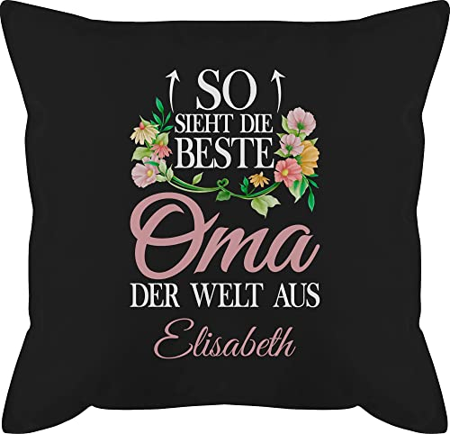 Kissen 50x50 - Großmutter - So Sieht die Beste Oma der Welt aus - 50 x 50 cm - Schwarz - füllung für omi Name personalisiertes Grandma personalisierte Personalisieren Omas besten individuell omis