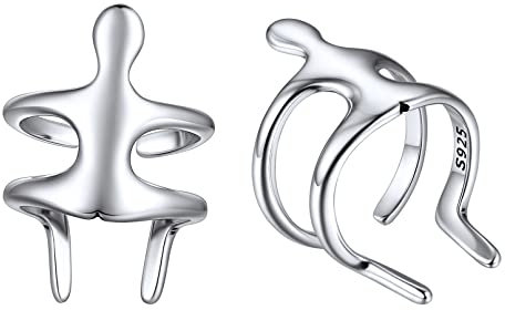 ChicSilver S925 Sterling Silber Ohrmanschette Helix Knorpel Clip auf Ohrringe Nicht Piercing Ohrringe Set für Frauen Passend für empfindliche Ohren (mit Geschenkbox), Metall