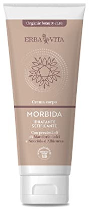 Erba Vita Crema Corpo Morbida Prodotto Cosmetico a Base di Aloe Vera da Agricoltura Italiana Certificata Bio ad Azione Emolliente e Lenitiva - 200ml